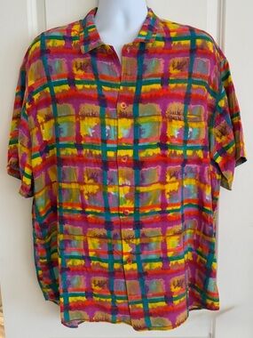 Jams World Men’s Hawaiian Aloha Short-Sleeve Button Shirt, XL, Great Cond.
